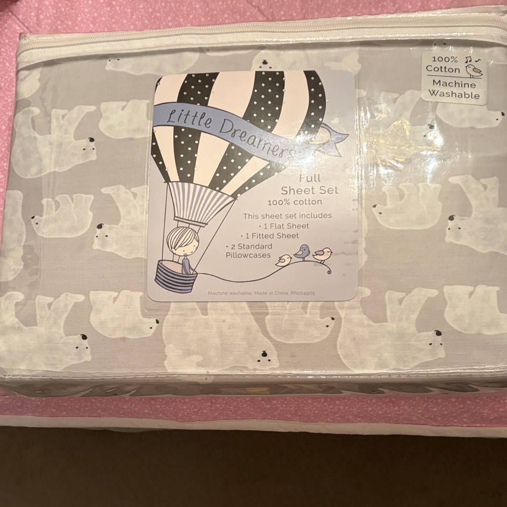 Dreamers White Polar Bear Sheet Set Full size 100%Cotton BNIP